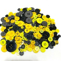 Lot of 256 Buttons Yellow Black Grey Various Sizes 1/4&quot; to 1&quot; - $12.60