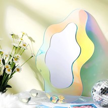 Wavy Acrylic Mirror Rainbow Irregular Aesthetic, Vivid Style,14.2 X 9.8 Inch - £25.19 GBP