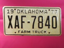 LICENSE PLATE Farm Truck Tag 1977 OKLAHOMA XAF 7840 OKLAHOMA COUNTY [B3B - $14.40