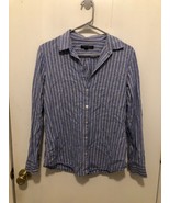 Banana Republic Womens SZ Small Striped Linen Blend Dillon Shirt Long Sl... - €11,16 EUR