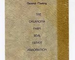 1934 Oklahoma Farm Real Estate Association Dinner Menu and Program Tiger... - £7.82 GBP