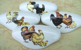 Ceramic Cabinet Drawer Pull Rooster Family Chicken (4) - £24.92 GBP