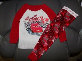 Disney Cars Love Drives Me Crazy 2 PC Pajamas Size 12 MONTH Boy&#39;s NEW - £14.58 GBP