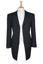 Formal Wedding Herringbone Prince Edward Black Tie Event Jacket in Dark Grey - £7.48 GBP