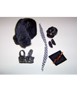 Barbie Doll Clothes Lot Vision in Black Mink Stole Heels Halter Scarf Ca... - $162.61 MXN