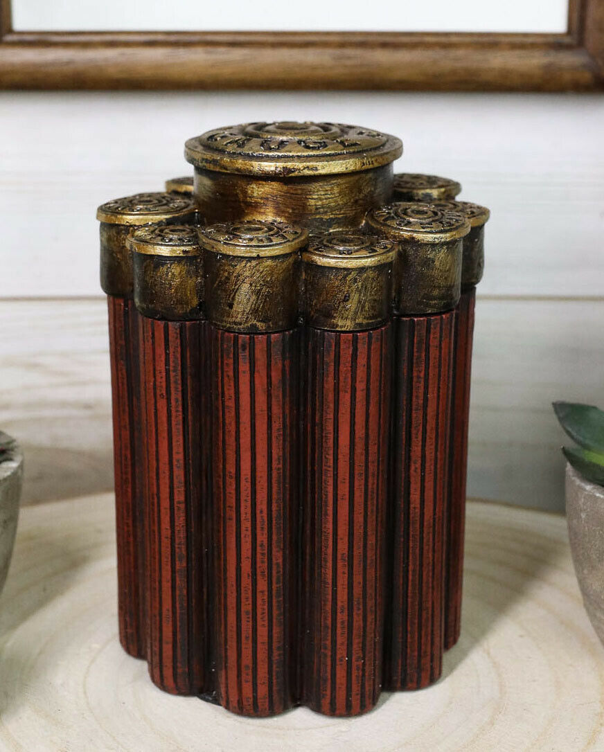 Rustic Western Shotgun 12 Gauge Bullet Shells Decorative Container Box W... - $21.99
