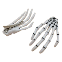 2pc Skeleton Hair Clips Punk Funny Skull Hand Barrettes Cosplay Hallowee... - $9.50
