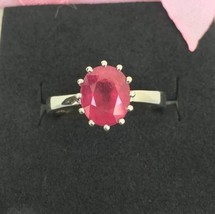 Certified Oval Shape Ruby Stone Ring For Woman And Men&#39;s Simple Ruby Ring Gift  - £51.40 GBP