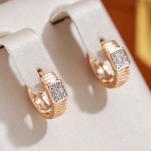 14K Gold Plated Elegant Stud Earrings with Zircon, Classic Unique Design - £23.77 GBP