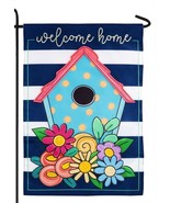 Welcome Home Birdhouse Flag 2 Sided Banner Deluxe 3D Applique Burlap - €20,55 EUR