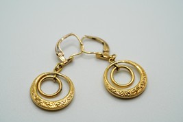 Vintage Gold Plate Ornate Dangle Earrings 3.5cm - $9.50