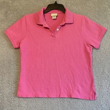 LL Bean womens polo shirt small short sleeve 2-button pink - £9.38 GBP