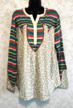 Crazy Train Pull Over Top Size 2XL Southwest Stripe Leopard Western Long Sleeve - £16.93 GBP