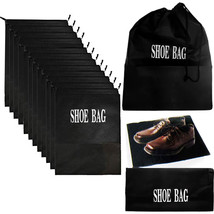 12 Pc Travel Shoe Bags Storage Luggage Black Drawstring Bag Suitcase Cas... - £42.35 GBP