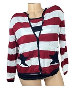 Vtg TALBOTS Red White Blue Stars Stripes 2 Pc Cardigan Sweater Set Patri... - $29.69