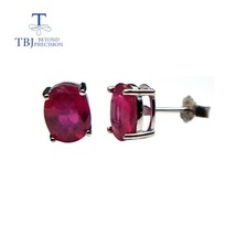 simple design small earring natural gemstone African ruby with 925 sterling silv - £86.19 GBP