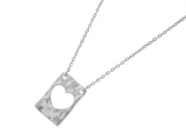 Sterling Silver Cutout Heart &amp; Diamond Necklace - £56.11 GBP