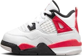 Jordan Little Kids 4 Retro Basketball Sneakers Size 6C White/Fire Red-Black - £83.77 GBP