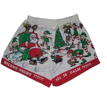 Vintage Unisex Christmas Boxer Shorts Santa Claus Elves Reindeer cotton ... - £15.33 GBP