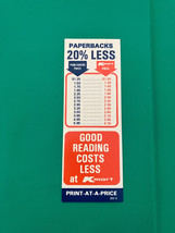 Kmart advertising good reading cost less paperback price list bookmark - $19.75