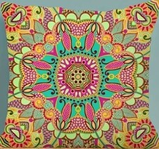 Handcrafted ~ Bohemian Design ~ Multicolored ~ 18&quot; Square ~ Pillow Cover ~ (2) - £22.34 GBP