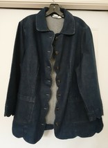 Roaman&#39;s Jacket Denim Jean Dark Wash Blue Scalloped Edge Women&#39;s Plus Si... - £23.88 GBP