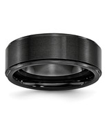 8mm Black Ceramic Ridged Edge Band - €87,10 EUR