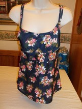 Tropical Escape Womens Tankini Missy Small Navy Floral New W Tags - £13.50 GBP