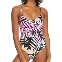 ROXY Active One Piece Swimsuit Anthracite Zebra Jungle Racer Back Swimwe... - £56.45 GBP