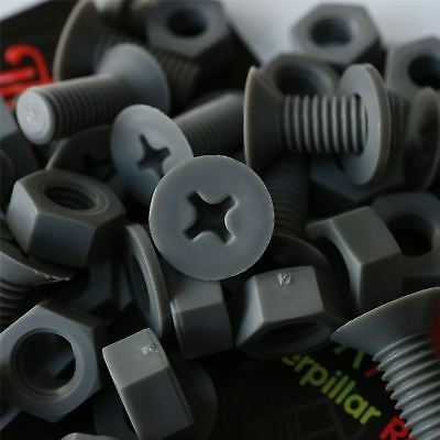 20x Grey Countersunk Plastic Nuts &amp; Bolts, Washers, M8 x 20mm, Gray, Screws - $22.27