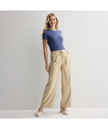 Juniors  SO® Tie Front Pleated Trouser Pants Color: Tan White Size: LARGE - $39.28 CAD