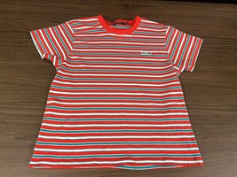 OBEY Worldwide Men’s Orange/Turquoise/White Horizontal Striped Shirt – S... - $6.99