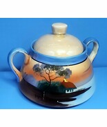 Vintage Lusterware Hand Painted Sugar Bowl Japan Water W/ Tree &amp; Cabin S... - $16.00 CAD