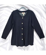 Zero 2 Nine Shirt Woman Maternity Medium Navy Blue Pin Striped Button Up... - $14.01