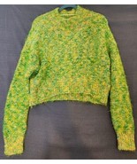 Free People Womens Stardust Pullover Sweater Lemon Lime Green Eyelash XS... - $67.84 CAD