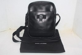 SAINT LAURENT Coated Canvas Rivington Race Pouch Black Crossbody Messeng... - $420.40