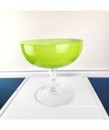 Green Glass Ombre Style Footed Compote Clear Stem - £28.16 GBP