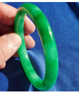 EARTH MINED Green Jadeite Jade Deco Antique Bangle Old Semi Translucent Bracelet - €106.508,81 EUR
