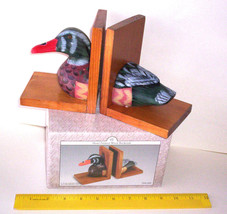 Wood Duck Decoy-like Bookends Wooden Hunt Lodge Den Decor Books - £11.14 GBP
