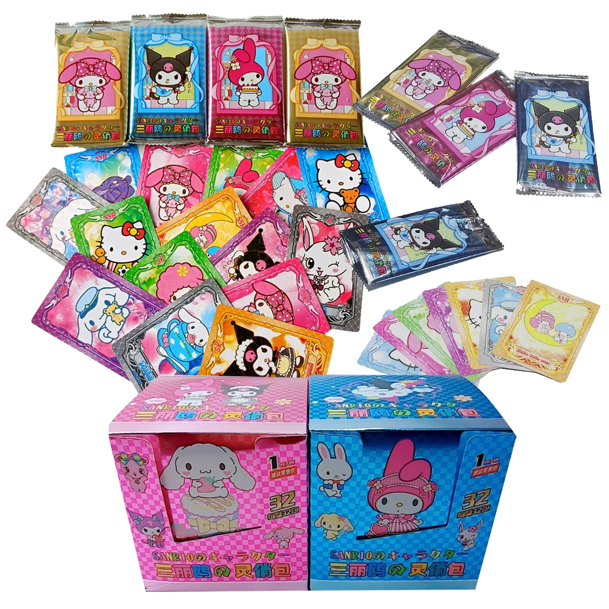 32Bag 224Pcs Hello Kitty Sanrio Kuromi Cards Trading Card Game My Melody Booster - £19.14 GBP