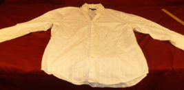 EXPRESS MEN&#39;S WHITE STRIPED LONG SLEEVE BUTTON UP SUIT CLASSIC FORMAL SH... - $19.72
