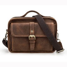 Crazy Horse Leather Men Shoulder Bags Casual Man Small Handbag for 7.9&quot; ipad Cro - £84.76 GBP