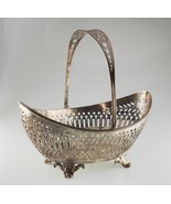 Cesto Vintage In Argento Sterling Perforato Alto 13&quot; Con Manico - $50,670.32 MXN