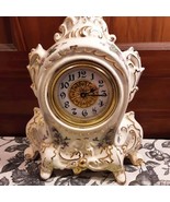 Antique Painted Porcelain Clock ~ Made In Germany ~ Works - $126.65 CAD