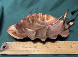 Brass Leaf Candy Dish Gregorian Made In USA Stamped Utah ~6 1/2&quot; Long by... - £19.93 GBP