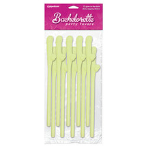 Pipedream Bachelorette Party Favors 10-pc Dicky Sipping Straws Glow In the Dark - £18.05 GBP