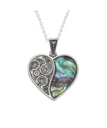 Tide Jewellery Inlaid Paua Shell &amp; Diamante Heart Necklace in a Box - £19.20 GBP