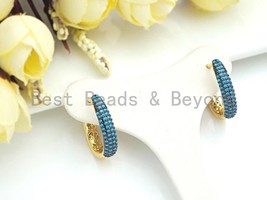 Colorful CZ Gold Hoop Earrings, Sku#J242 - £7.14 GBP