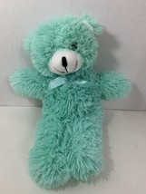 Greenbrier International plush green shaggy fur teddy bear bow long floppy 18&quot; - $21.82