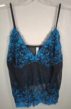 Cacique Sexy Black Sheer Floral Chemise Babydoll Cami Lingerie Sleep Tank 26/28 - £10.35 GBP